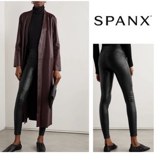 Spanx Faux Leather Leather Quilted Moto Leggings.  Size S Excellent!